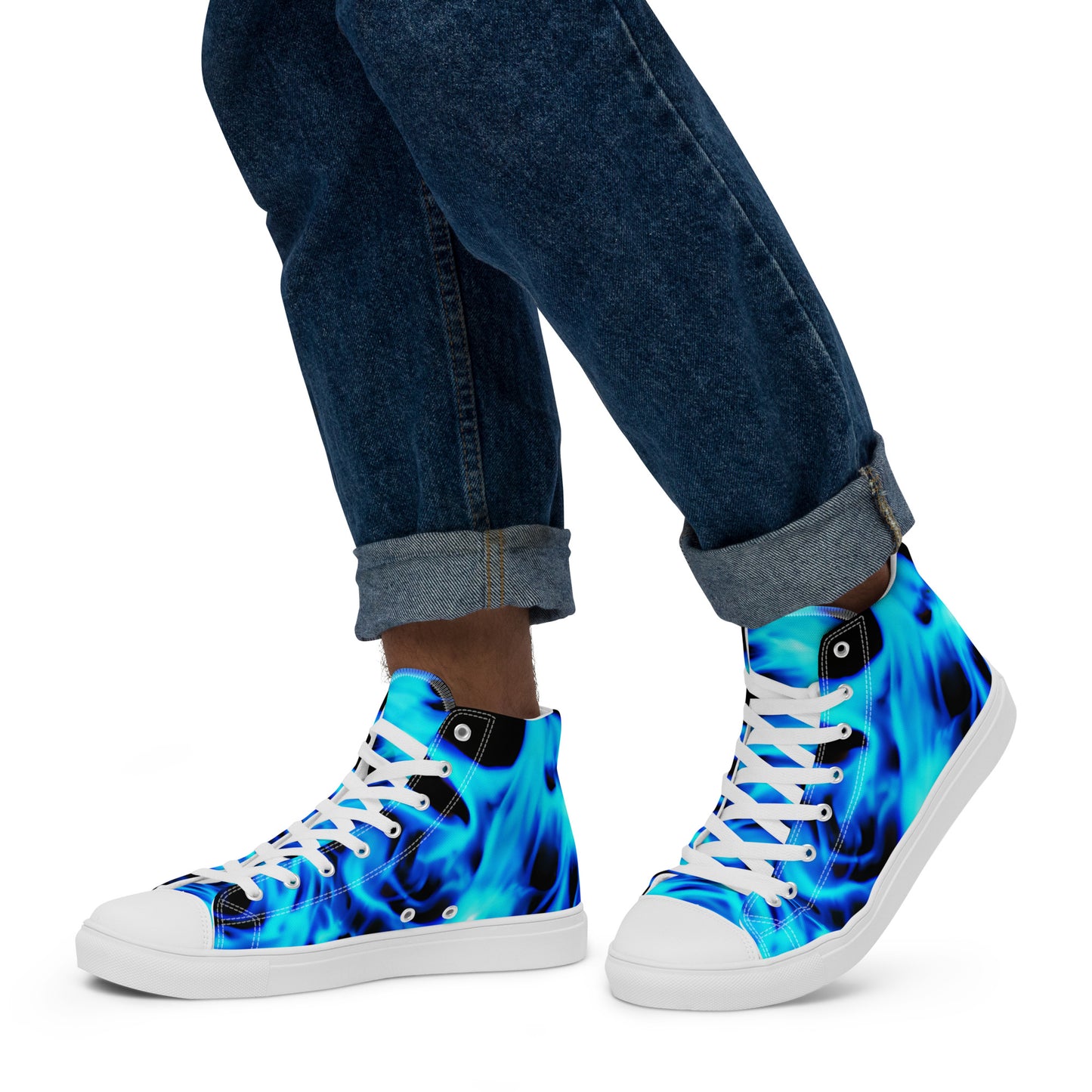 Men’s high top canvas shoes - Blue Flames