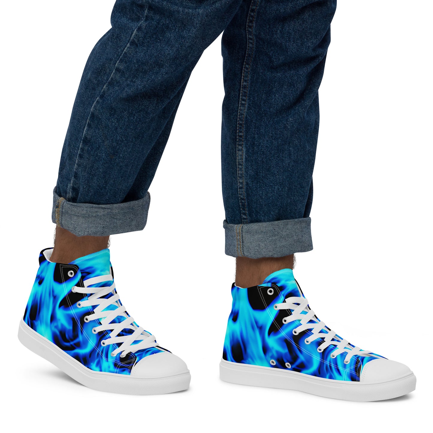 Men’s high top canvas shoes - Blue Flames