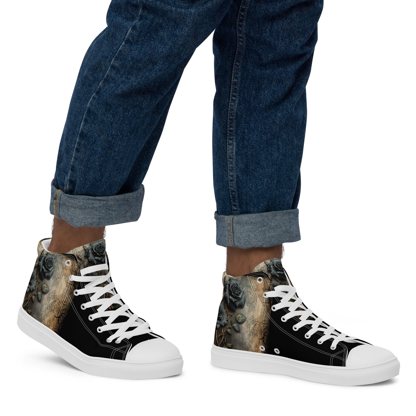 Men’s high top canvas shoes - Black Roses