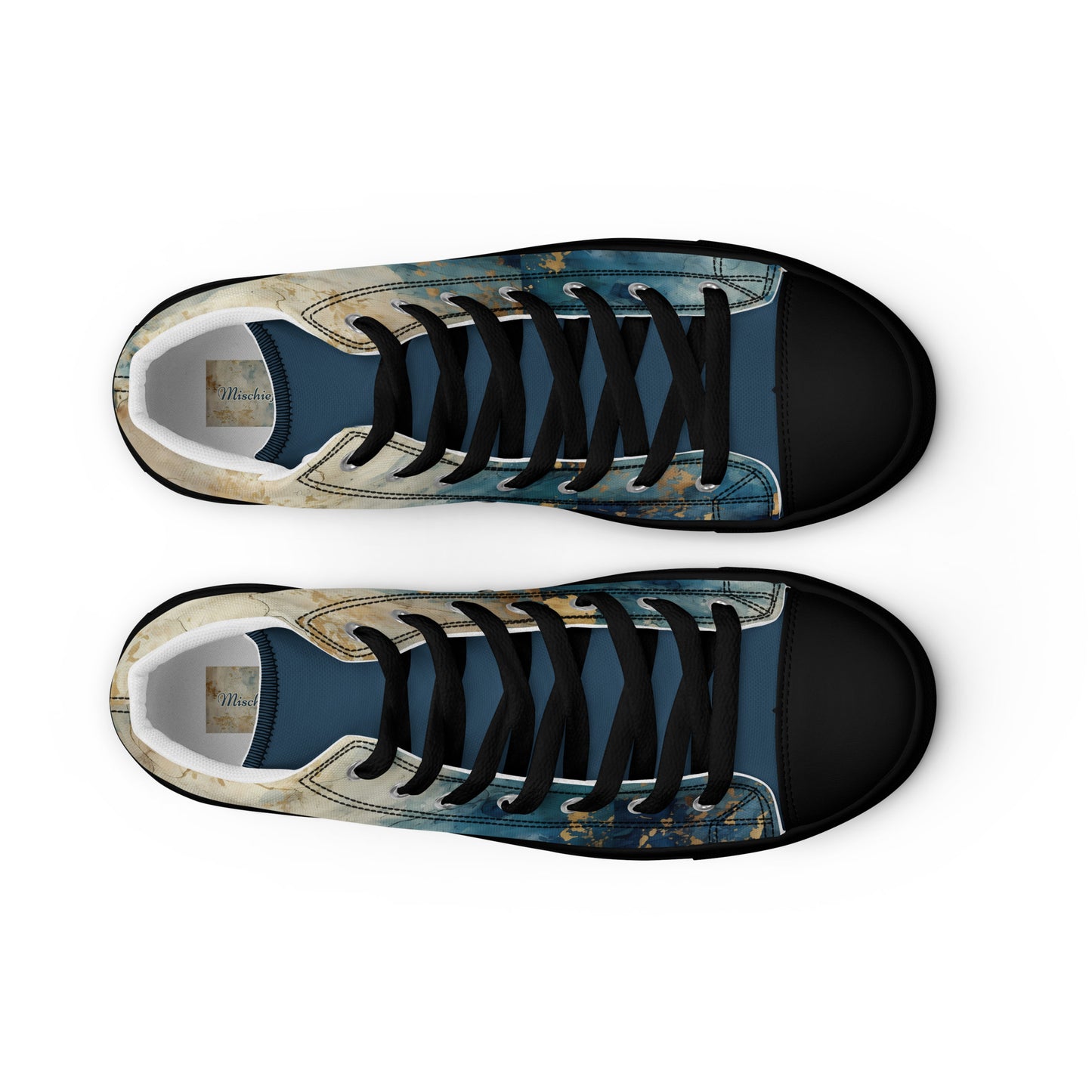 Women’s high top canvas shoes - Blue Gold Grunge