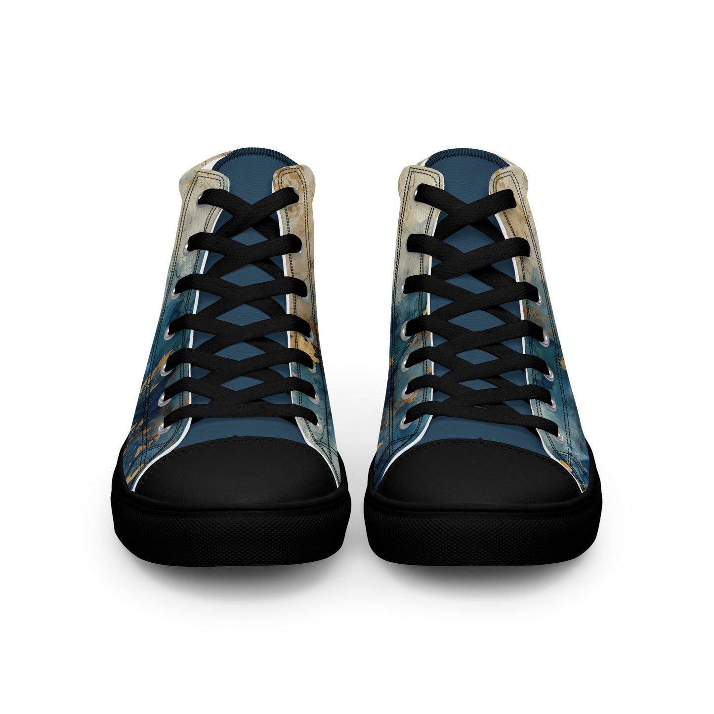 Women’s high top canvas shoes - Blue Gold Grunge