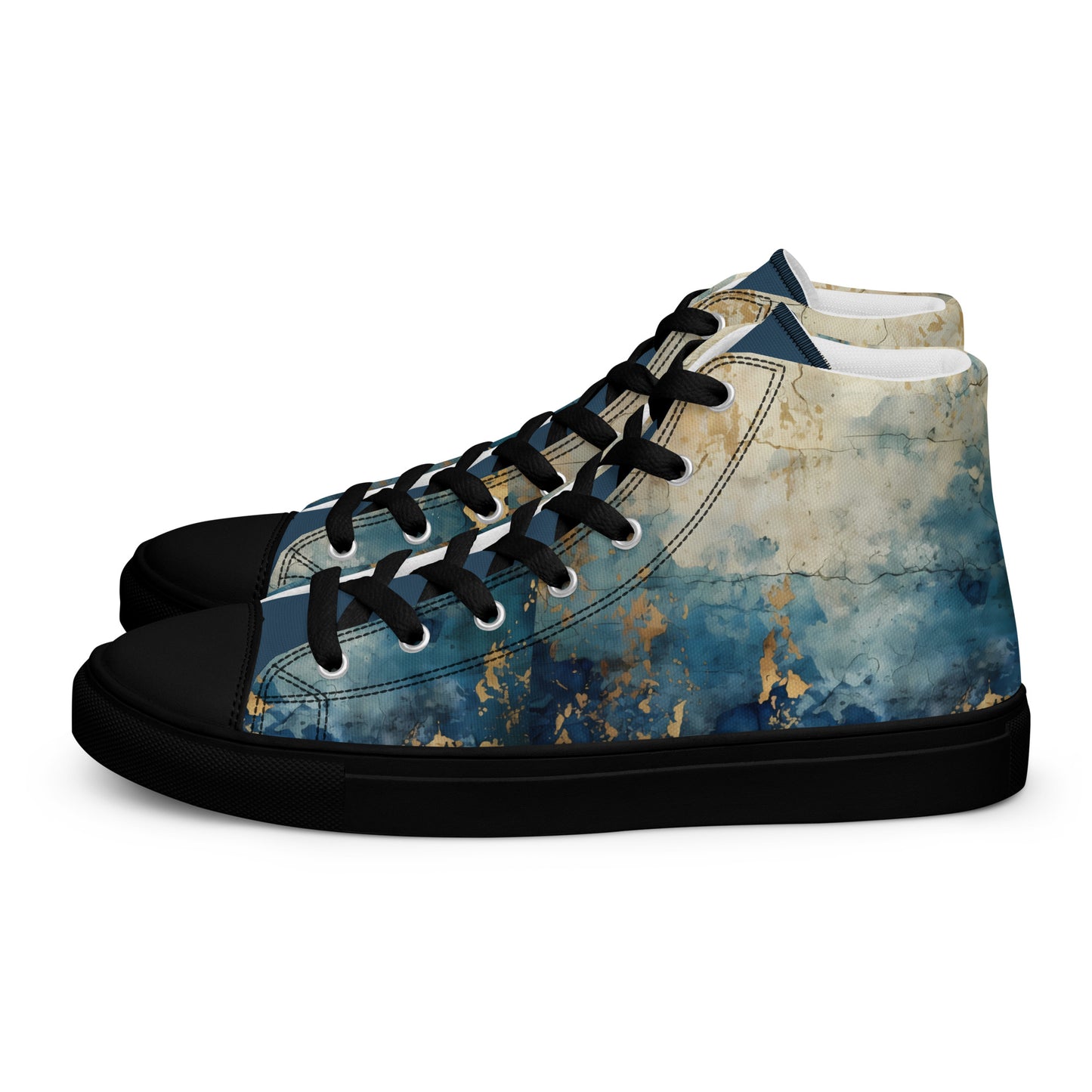 Women’s high top canvas shoes - Blue Gold Grunge