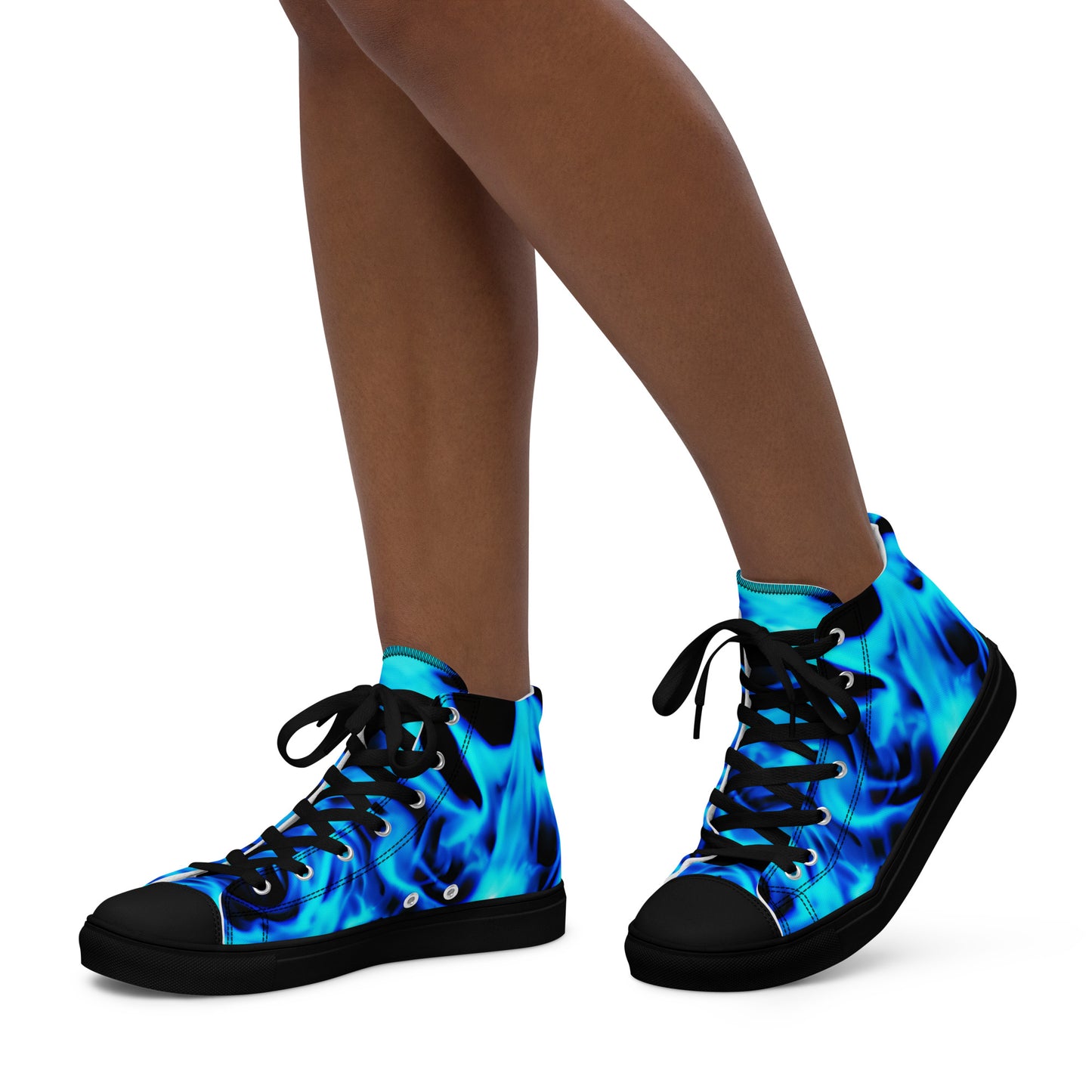 Women’s high top canvas shoes - Blue Flames