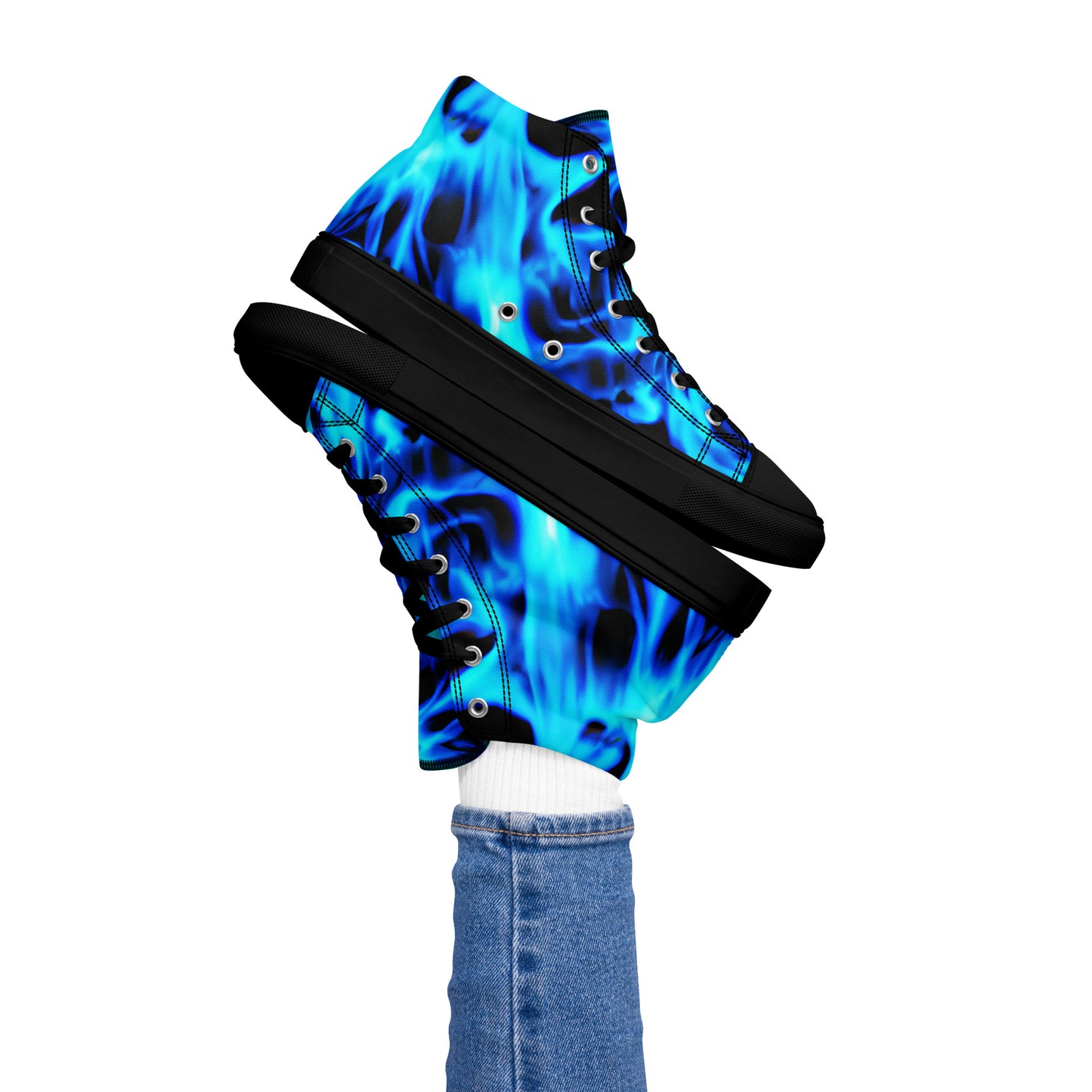 Women’s high top canvas shoes - Blue Flames