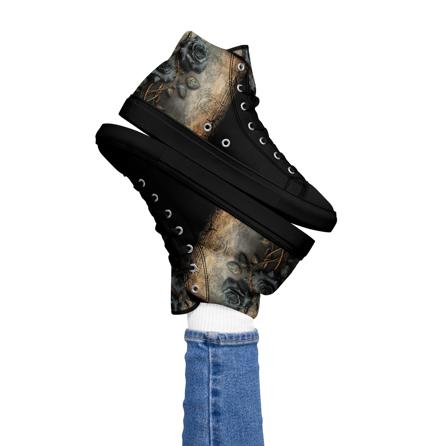 Women’s high top canvas shoes - Black Roses