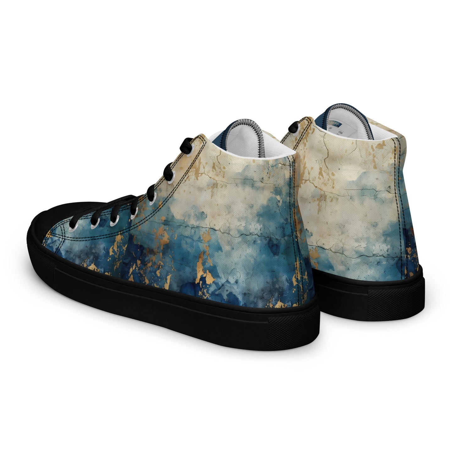 Women’s high top canvas shoes - Blue Gold Grunge