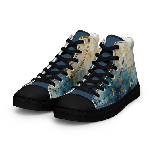 Women’s high top canvas shoes - Blue Gold Grunge