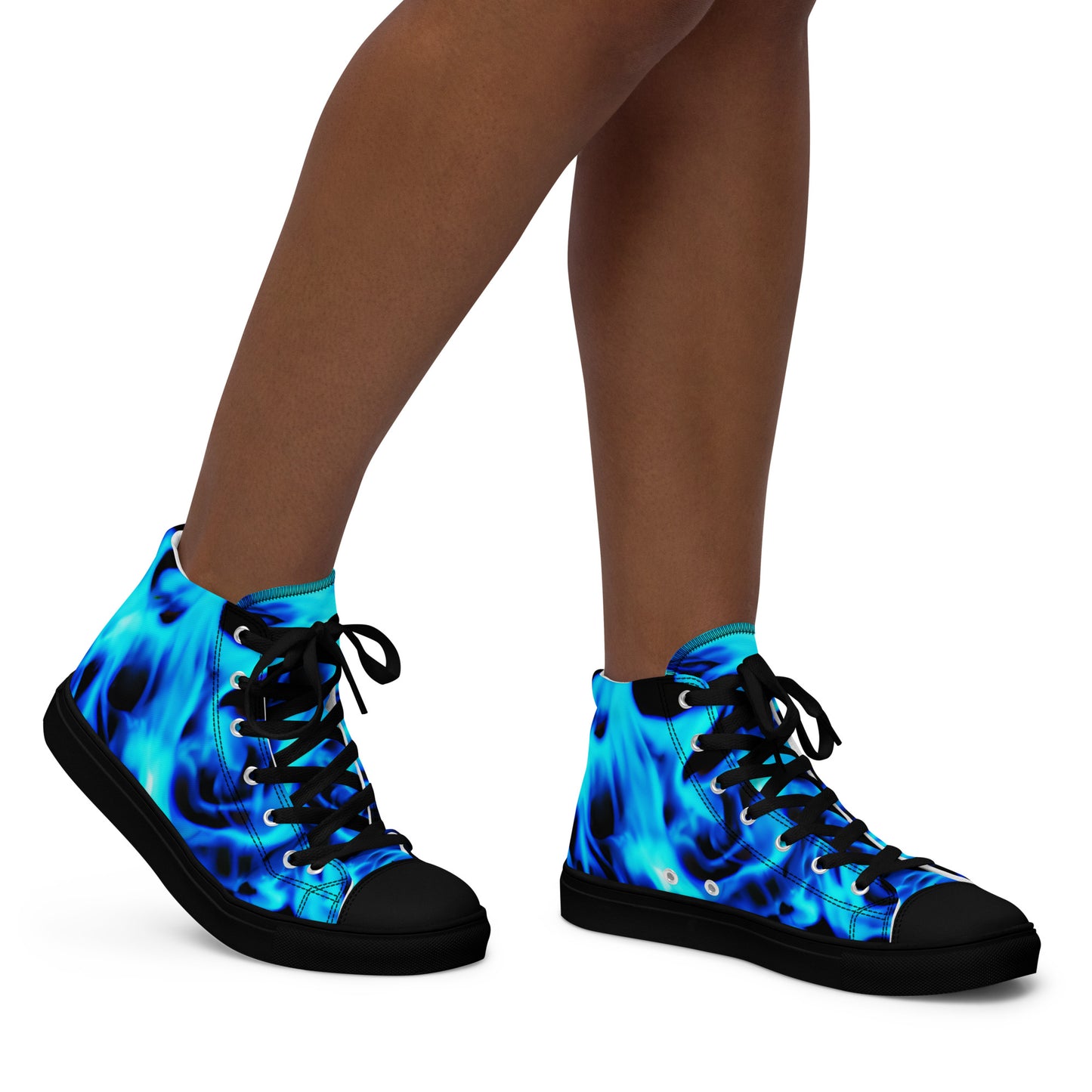 Women’s high top canvas shoes - Blue Flames