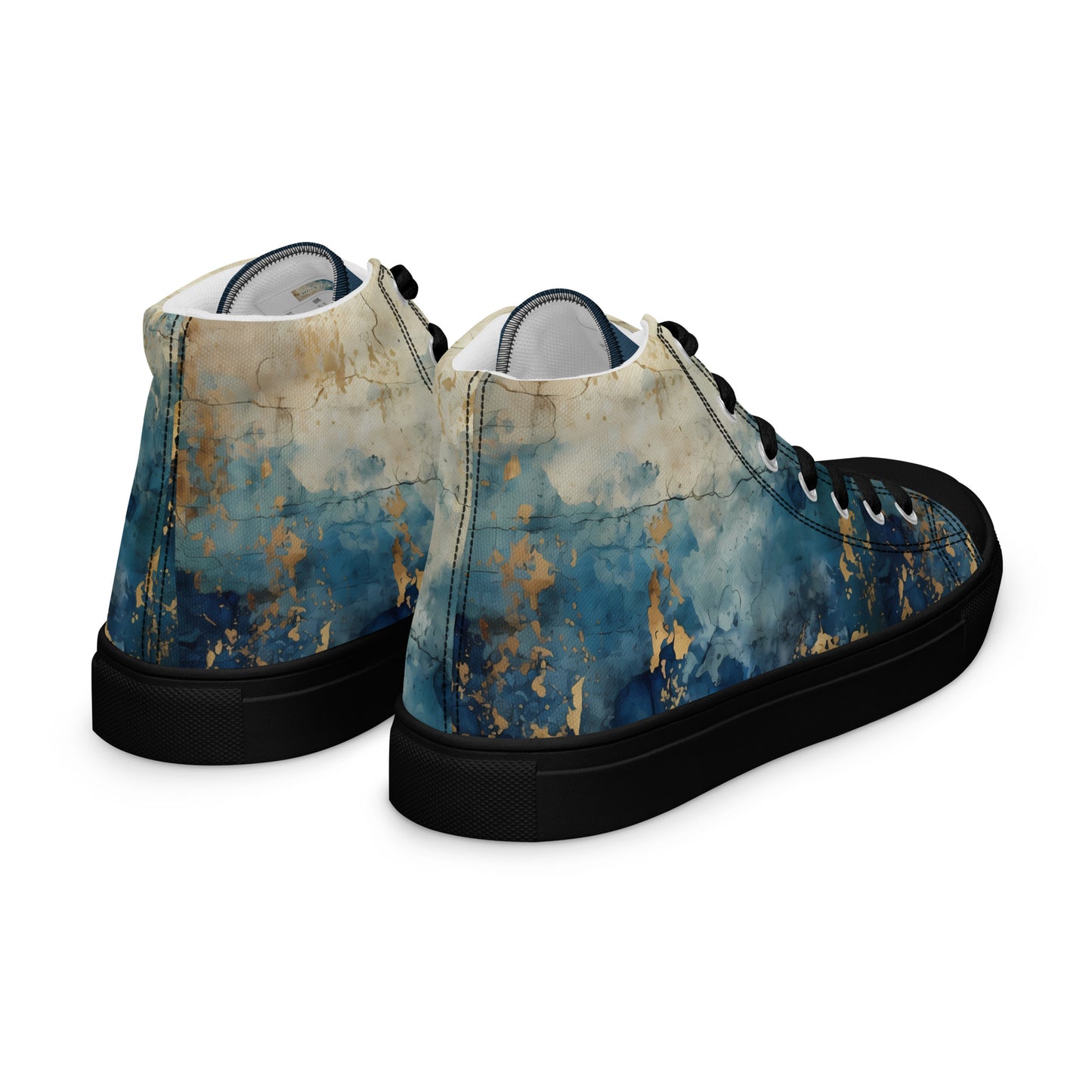 Women’s high top canvas shoes - Blue Gold Grunge