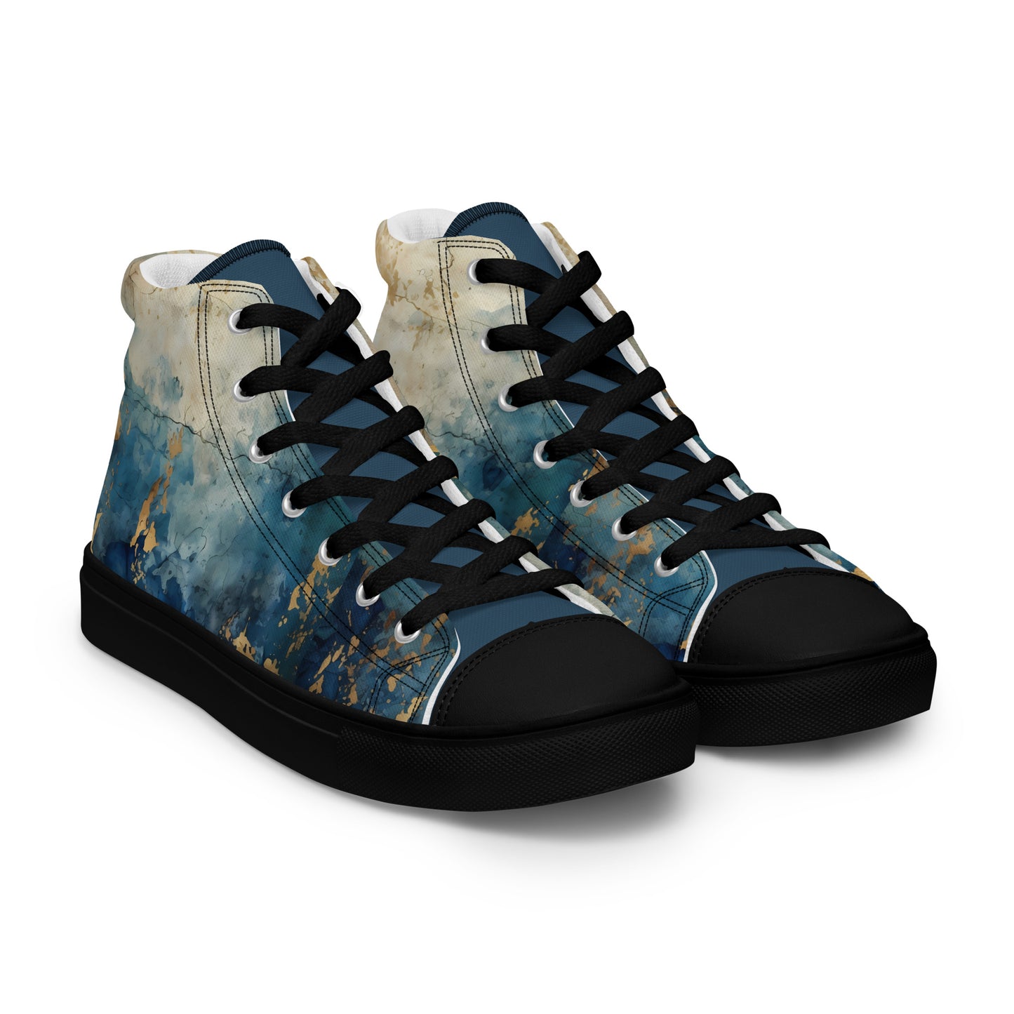 Women’s high top canvas shoes - Blue Gold Grunge