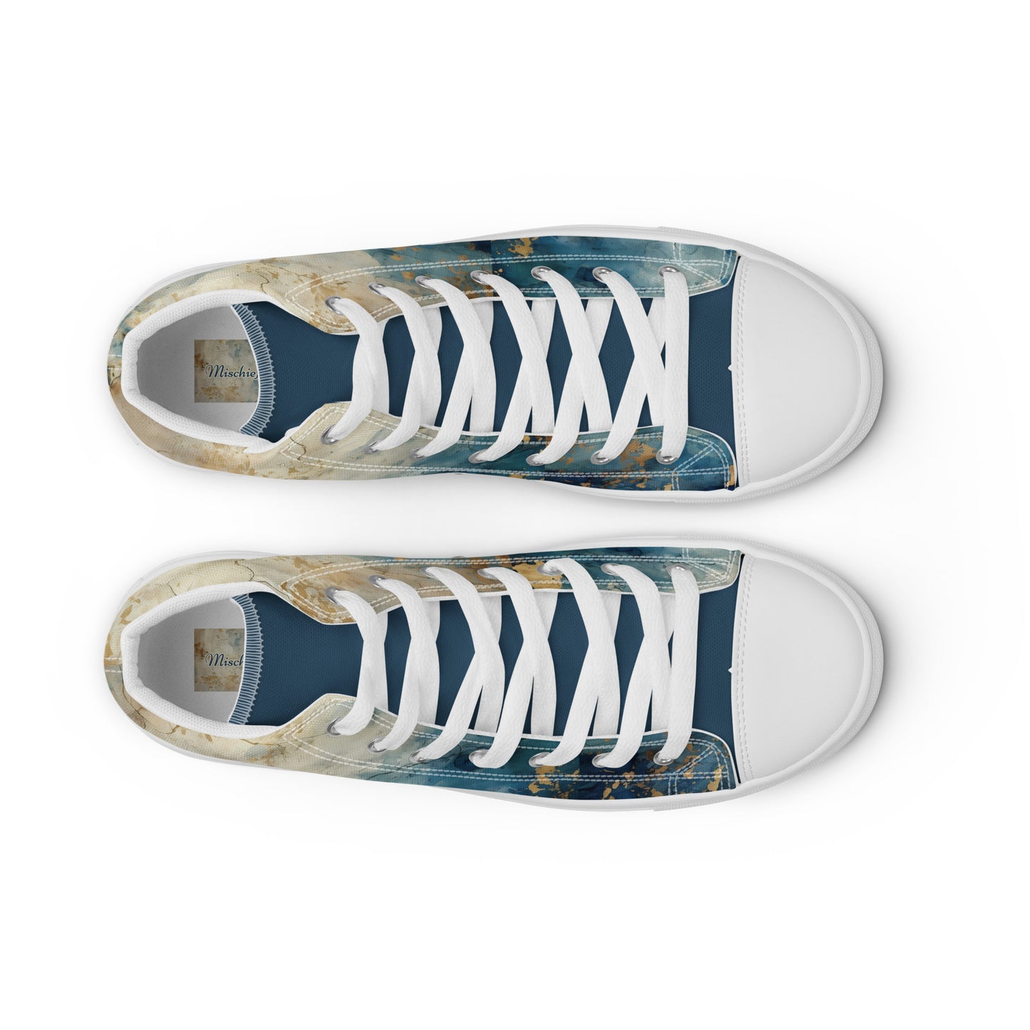 Women’s high top canvas shoes - Blue Gold Grunge