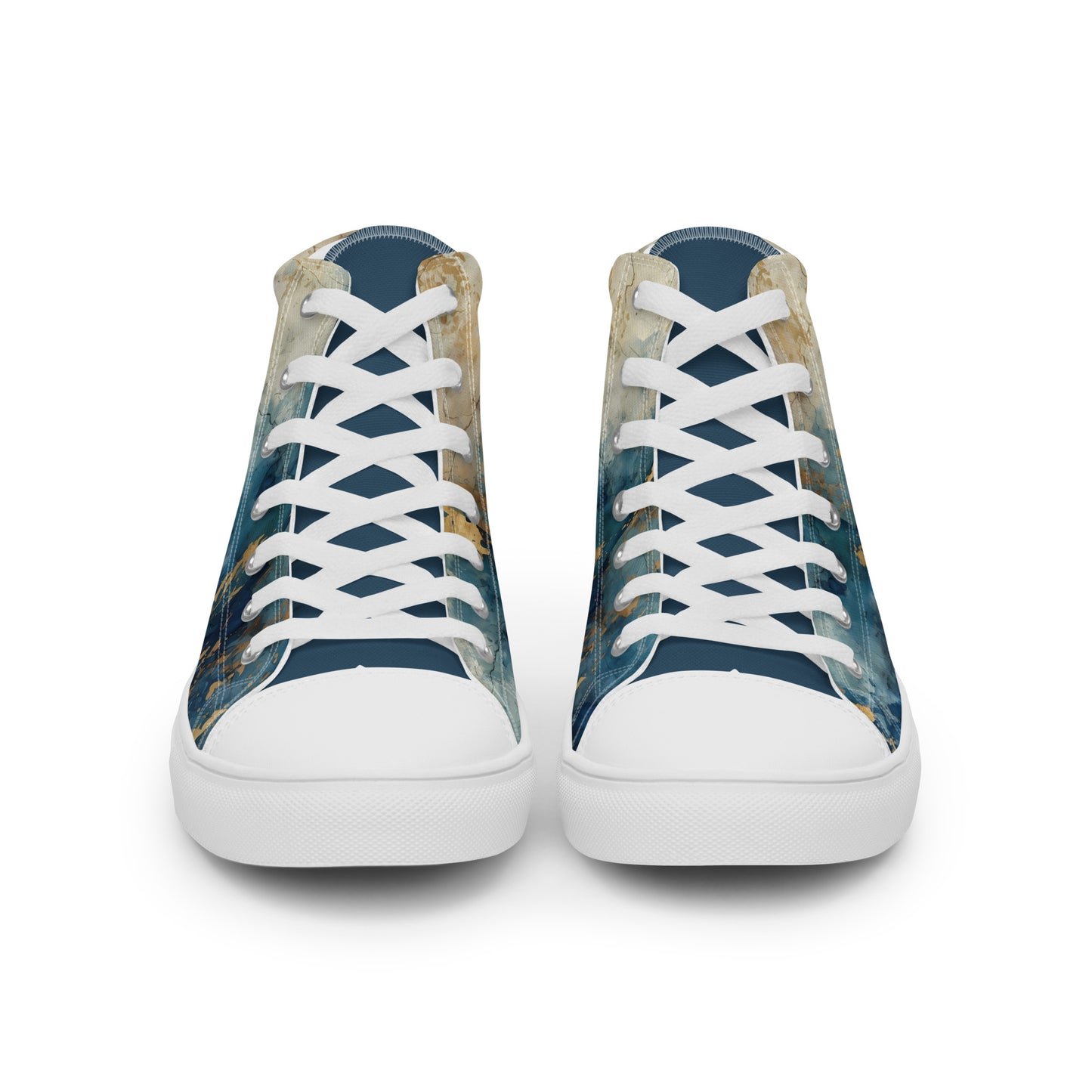 Women’s high top canvas shoes - Blue Gold Grunge