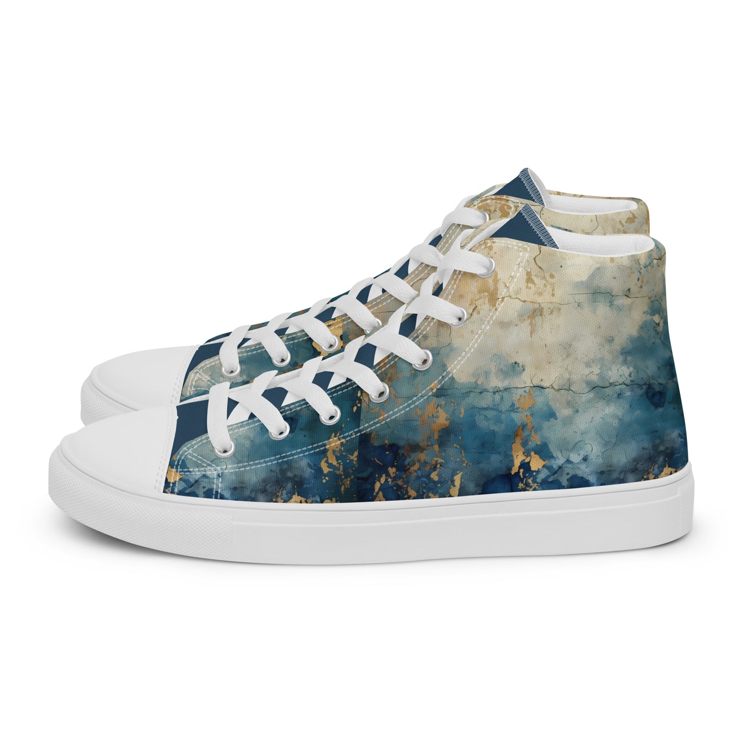 Women’s high top canvas shoes - Blue Gold Grunge