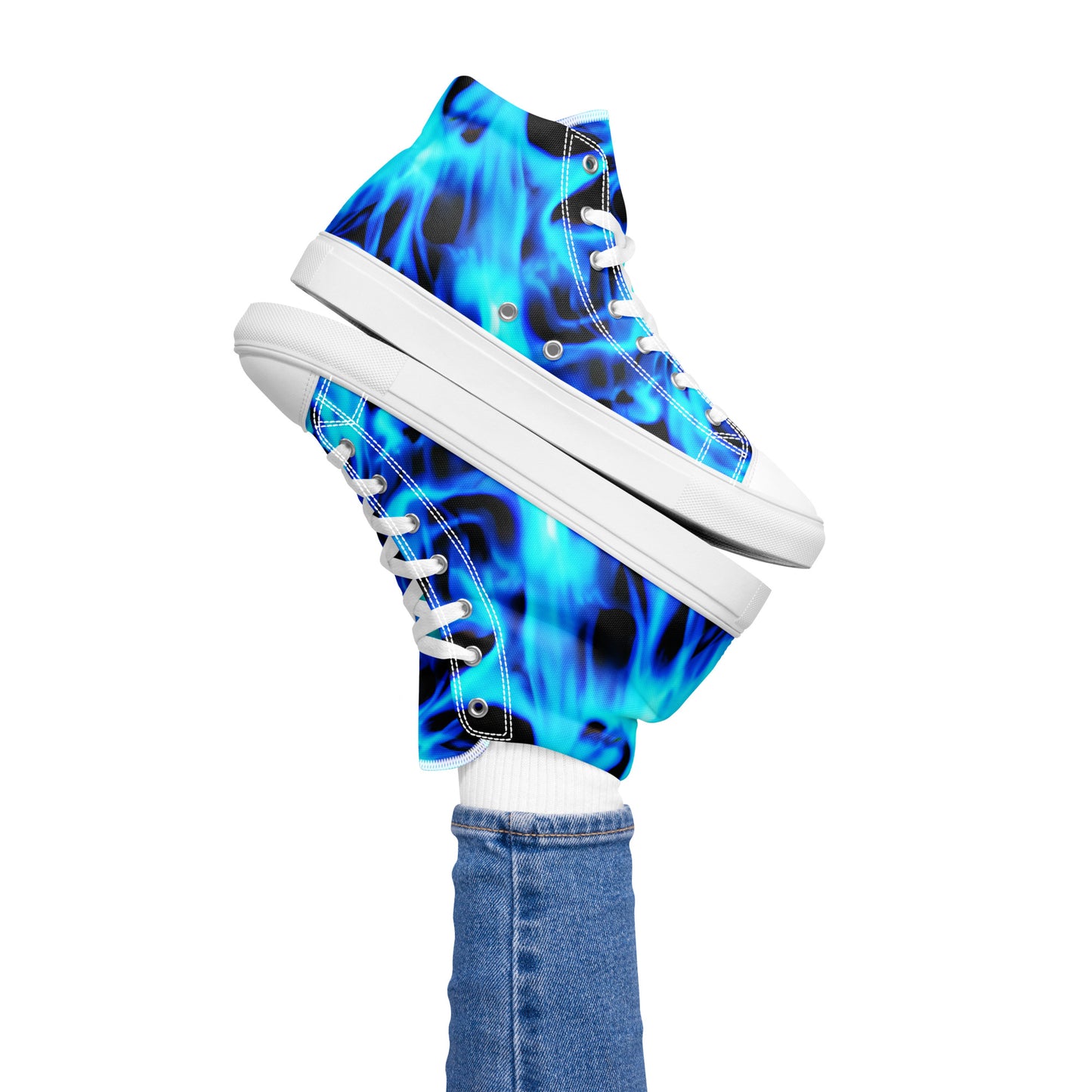 Women’s high top canvas shoes - Blue Flames