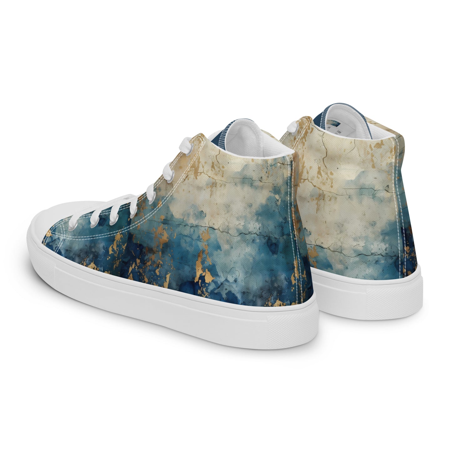 Women’s high top canvas shoes - Blue Gold Grunge