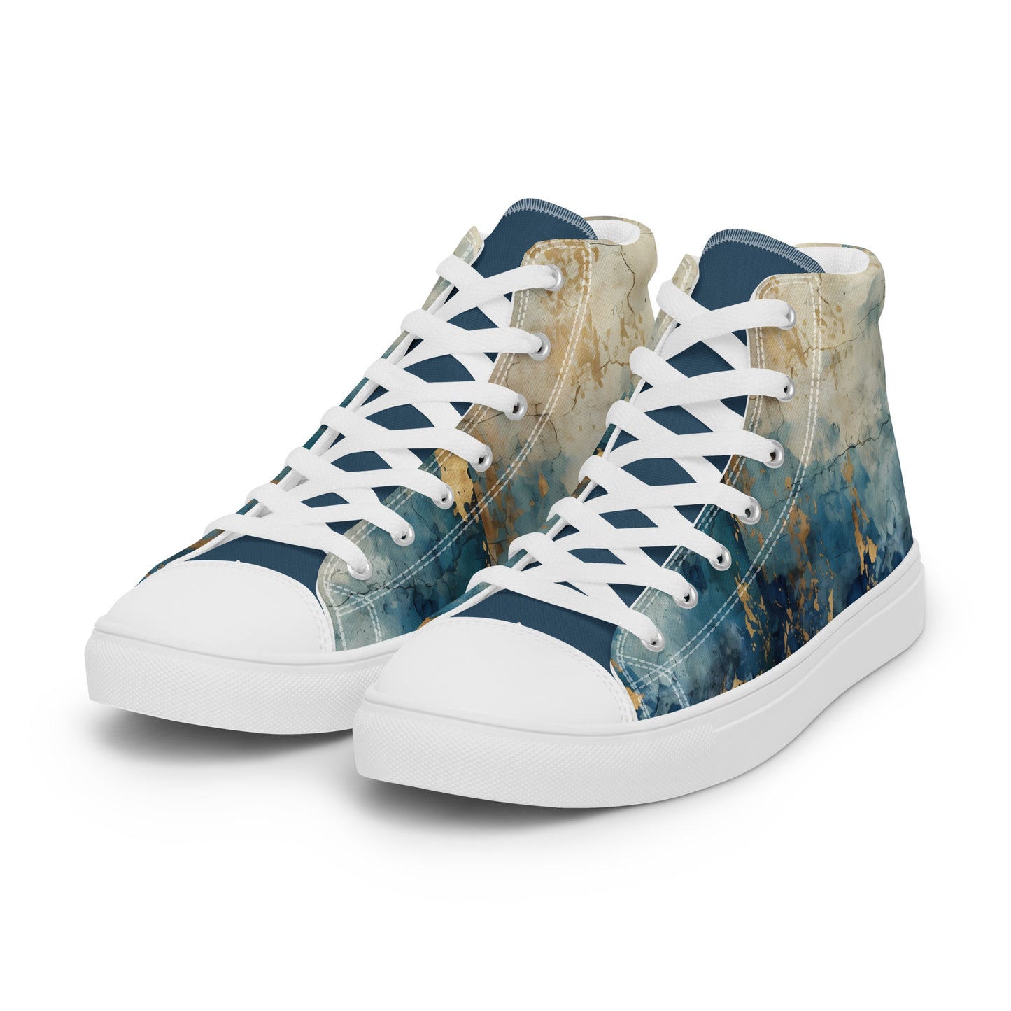 Women’s high top canvas shoes - Blue Gold Grunge