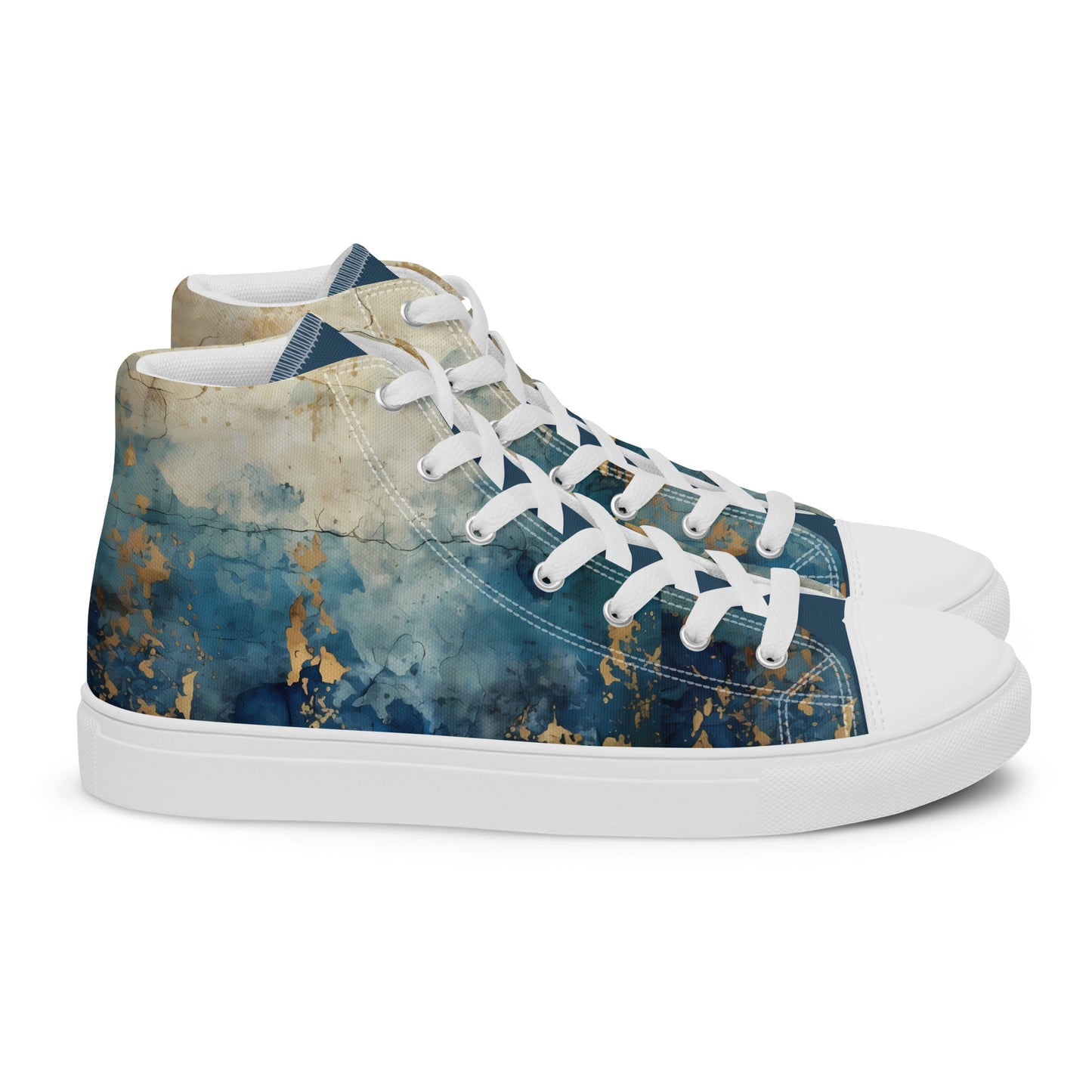 Women’s high top canvas shoes - Blue Gold Grunge