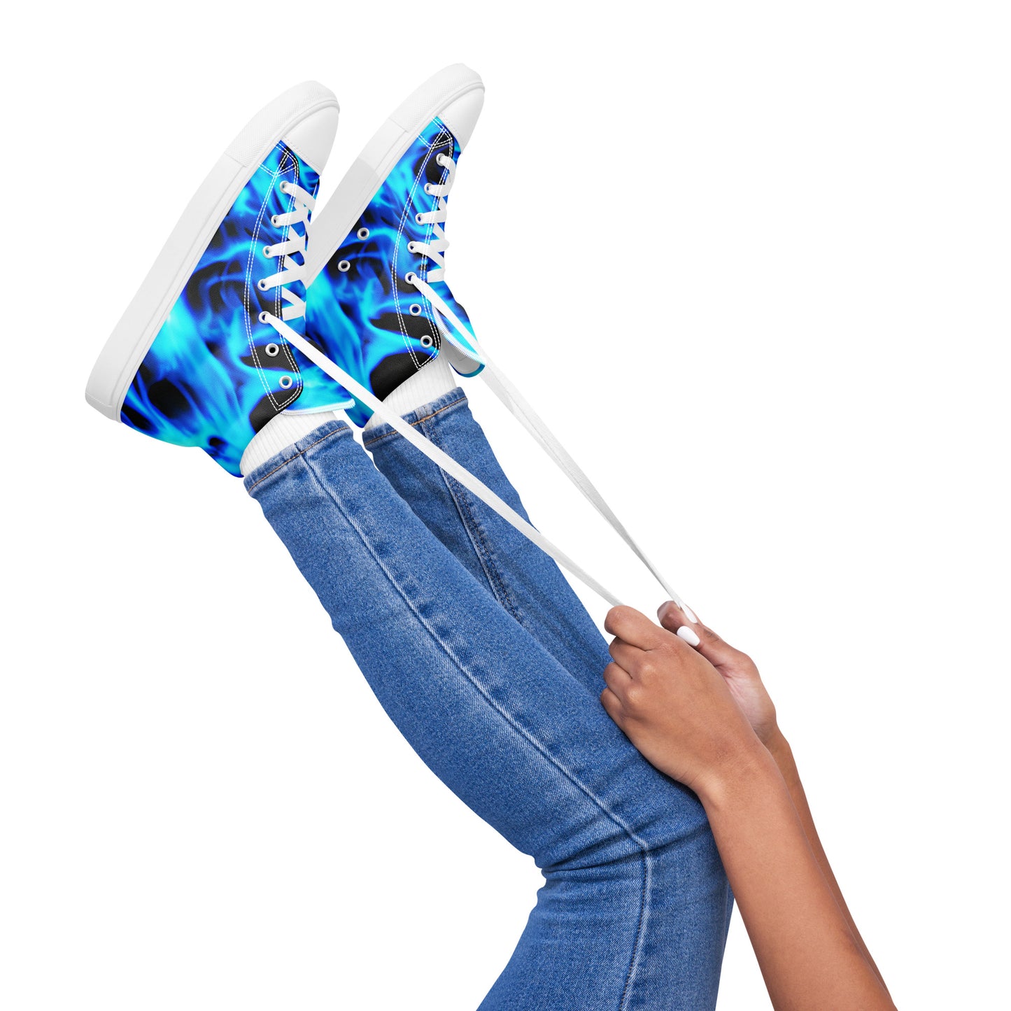 Women’s high top canvas shoes - Blue Flames