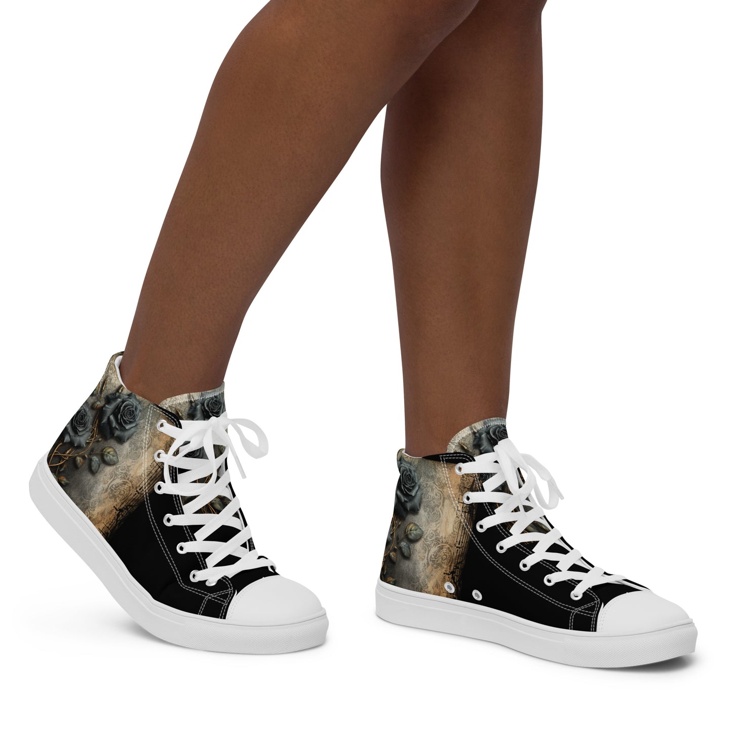 Women’s high top canvas shoes - Black Roses