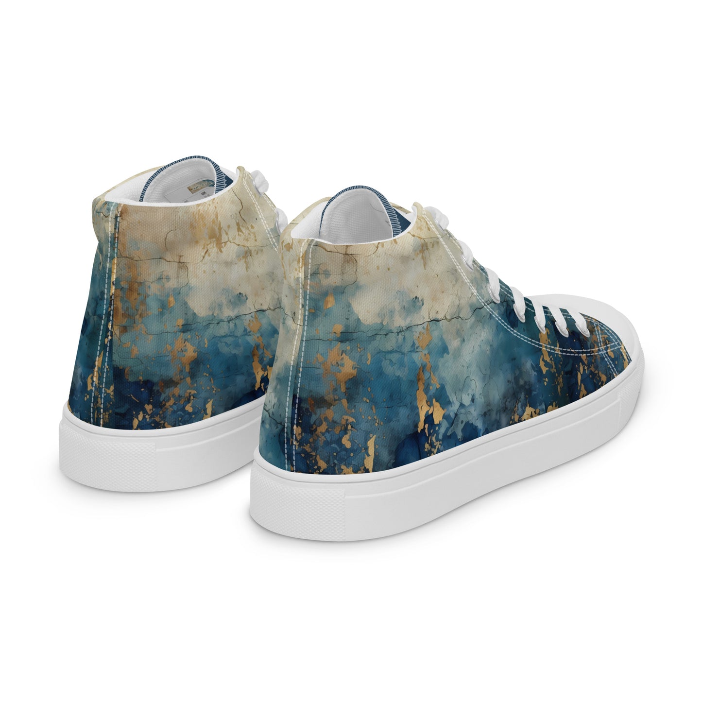 Women’s high top canvas shoes - Blue Gold Grunge