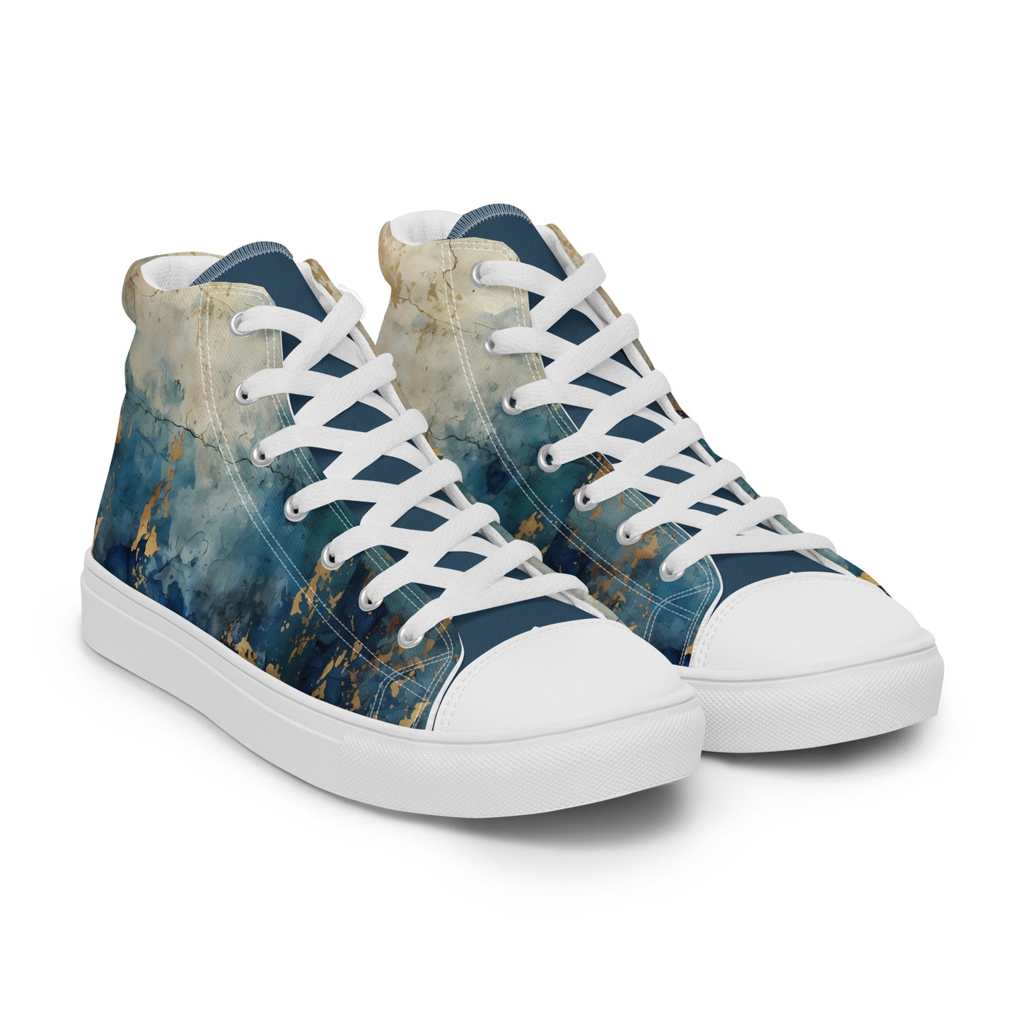 Women’s high top canvas shoes - Blue Gold Grunge