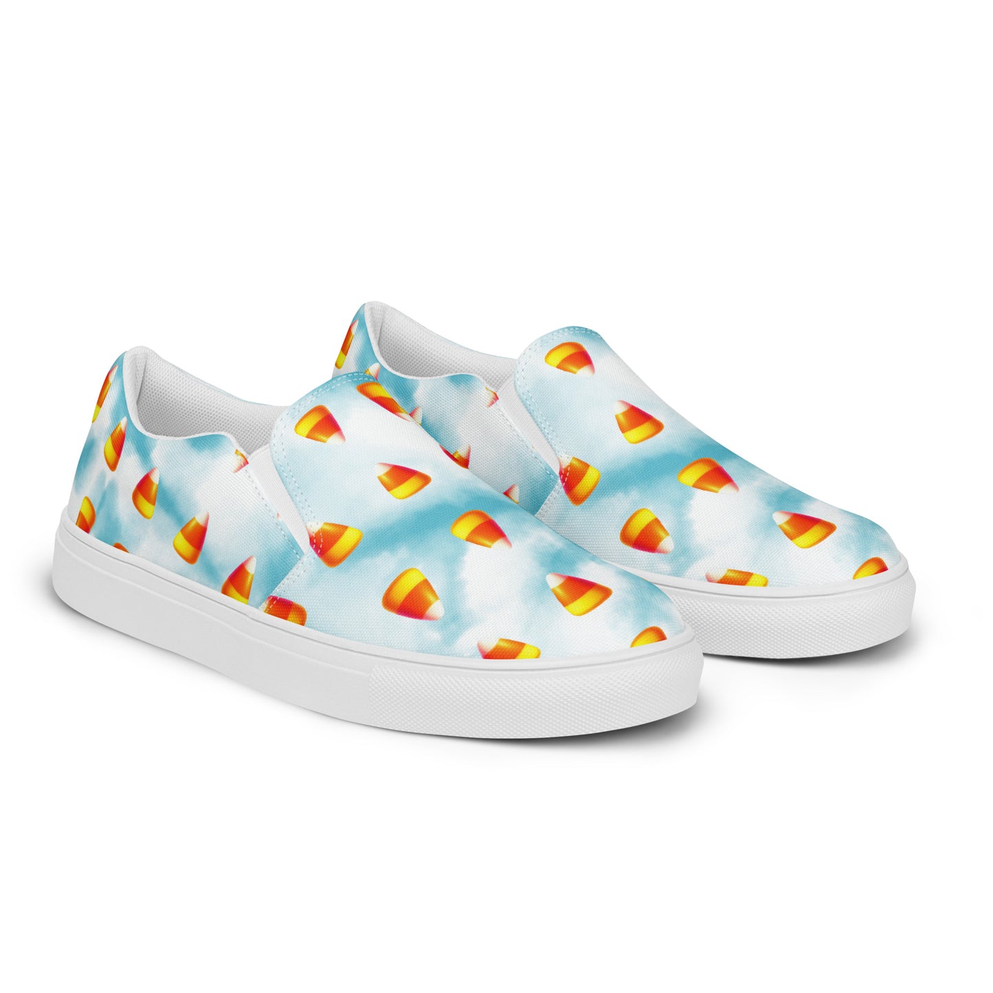 Candy Corn Slip-Ons: Blue & White Cotton Candy Style