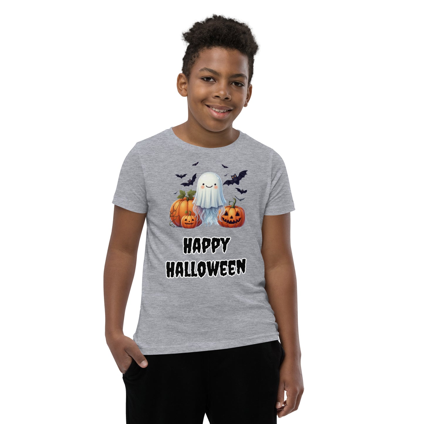 Trick-or-Treat with a Jellyfish in a Ghost Sheet Kids Shirt