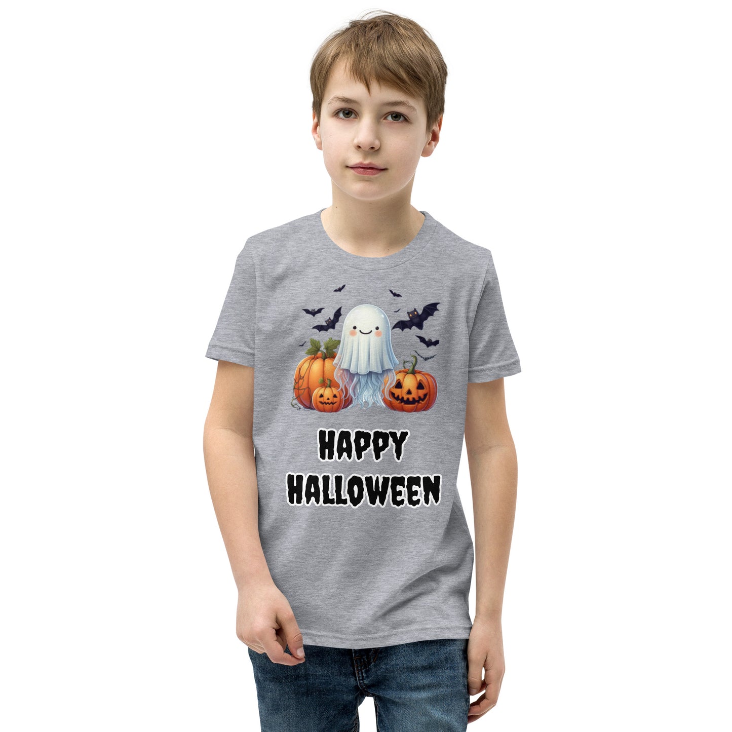 Trick-or-Treat with a Jellyfish in a Ghost Sheet Kids Shirt