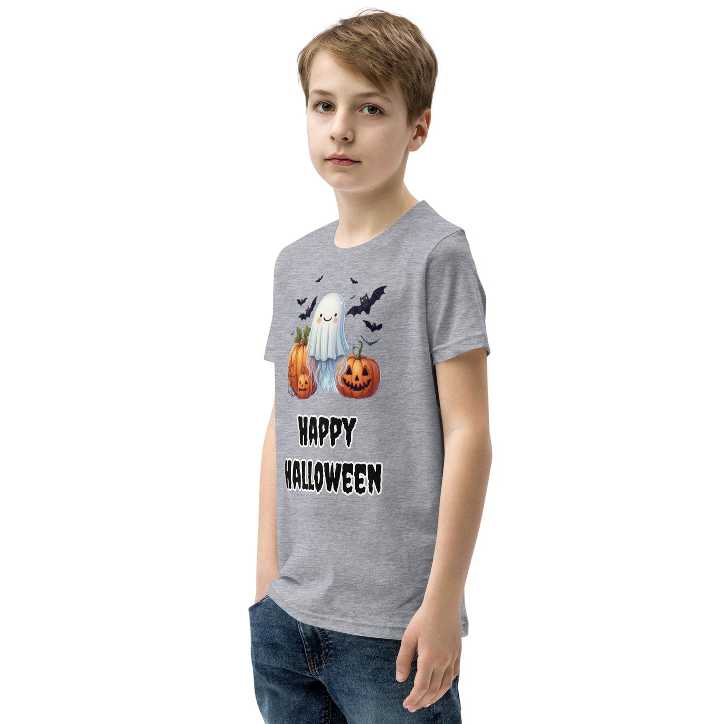 Trick-or-Treat with a Jellyfish in a Ghost Sheet Kids Shirt