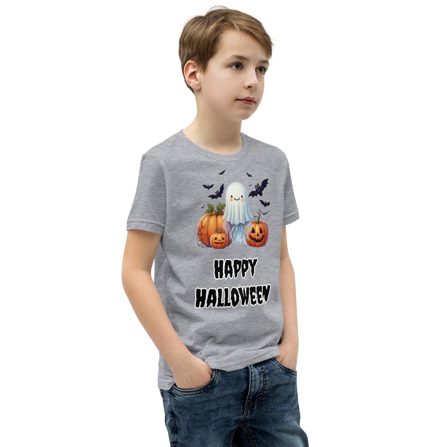 Trick-or-Treat with a Jellyfish in a Ghost Sheet Kids Shirt