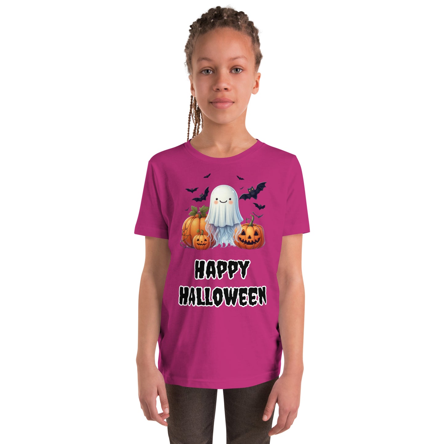 Trick-or-Treat with a Jellyfish in a Ghost Sheet Kids Shirt