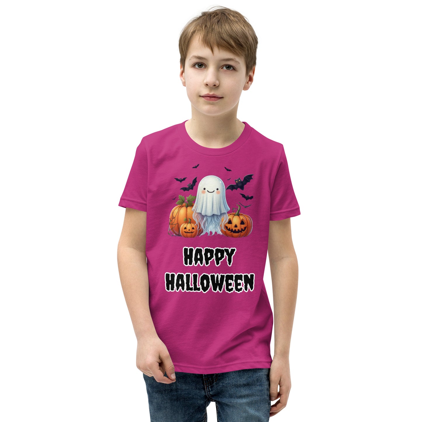 Trick-or-Treat with a Jellyfish in a Ghost Sheet Kids Shirt