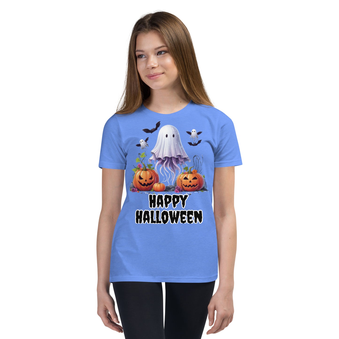 Kids Halloween T-Shirt with Spooky Jellyfish, Pumpkins, and Bats