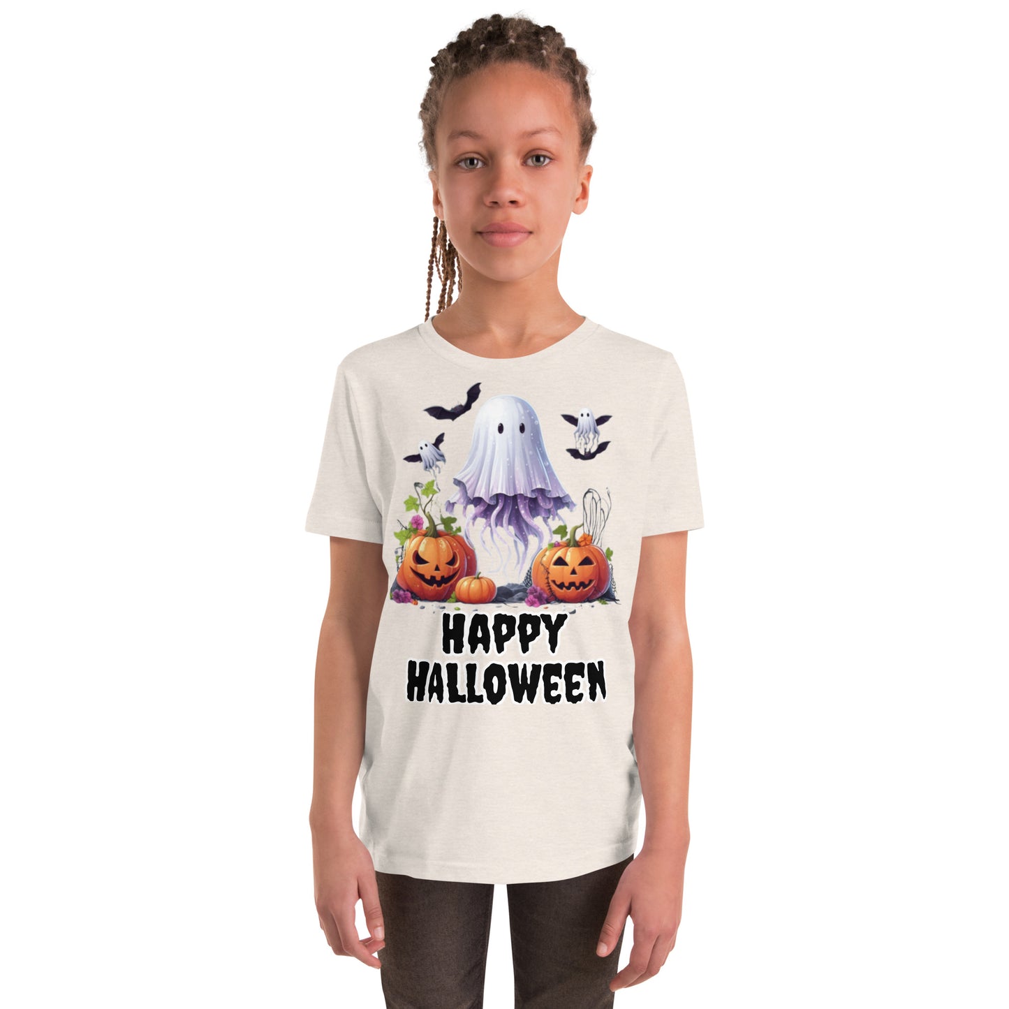 Kids Halloween T-Shirt with Spooky Jellyfish, Pumpkins, and Bats