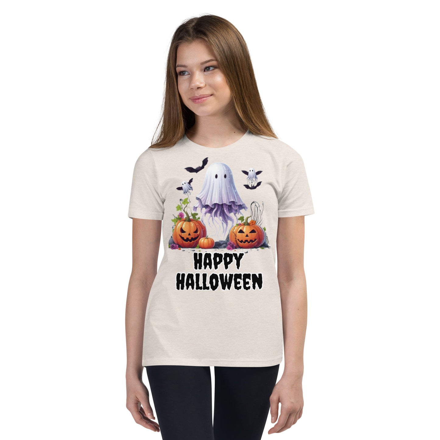 Kids Halloween T-Shirt with Spooky Jellyfish, Pumpkins, and Bats