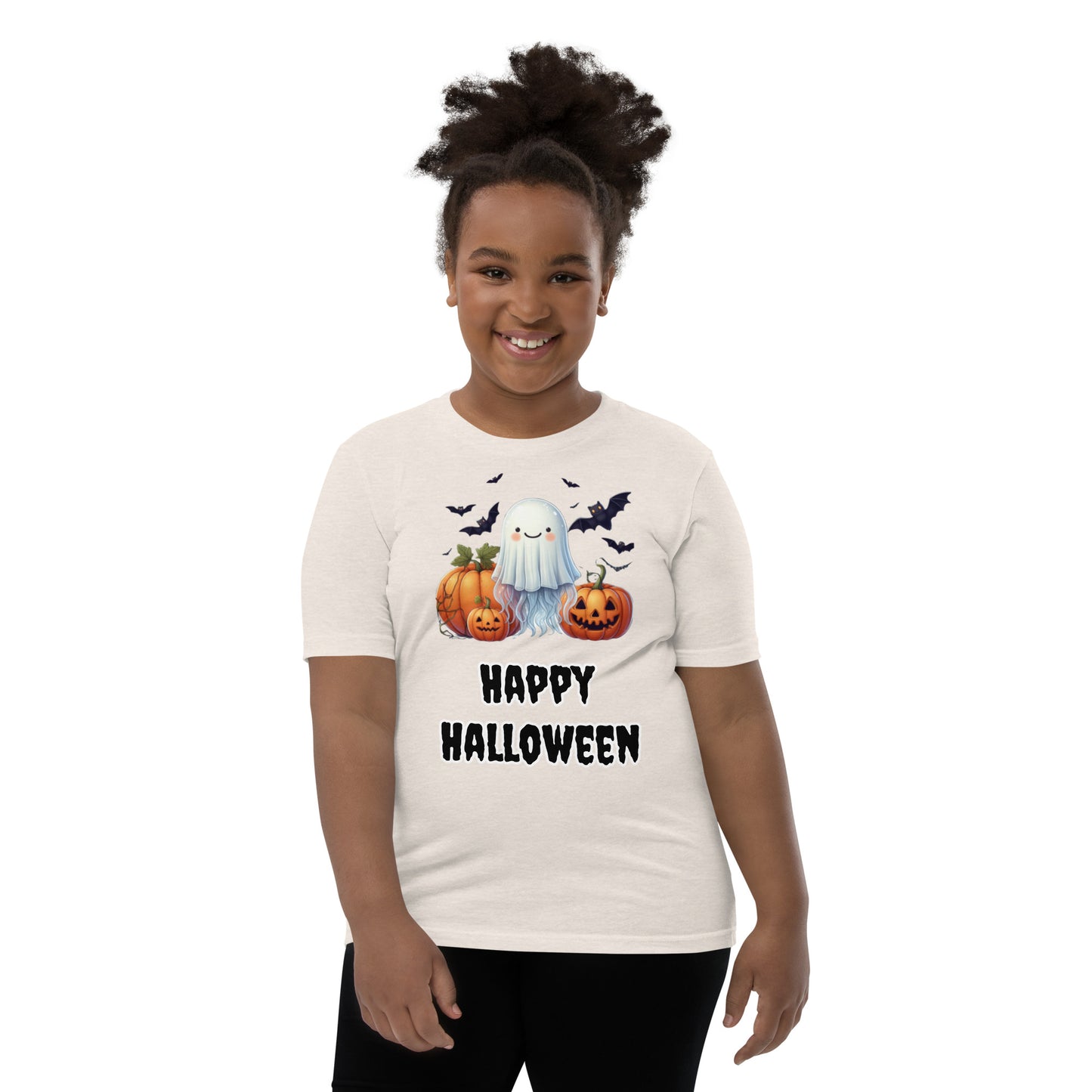 Trick-or-Treat with a Jellyfish in a Ghost Sheet Kids Shirt