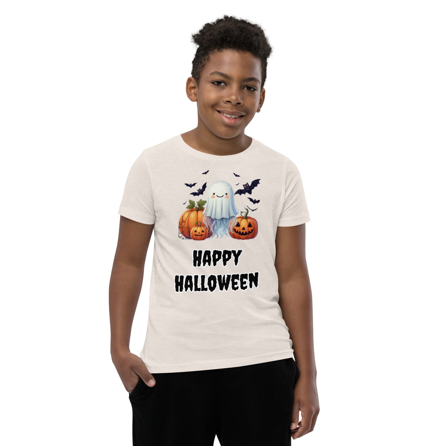 Trick-or-Treat with a Jellyfish in a Ghost Sheet Kids Shirt