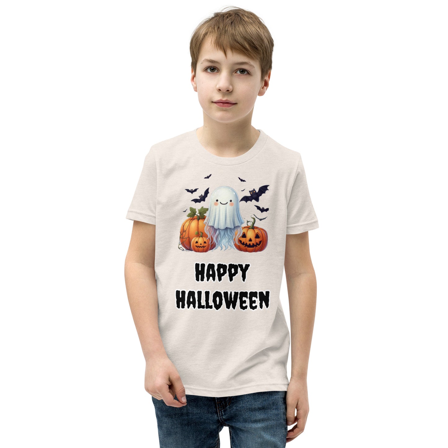 Trick-or-Treat with a Jellyfish in a Ghost Sheet Kids Shirt