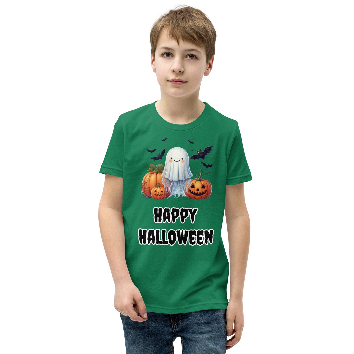 Trick-or-Treat with a Jellyfish in a Ghost Sheet Kids Shirt