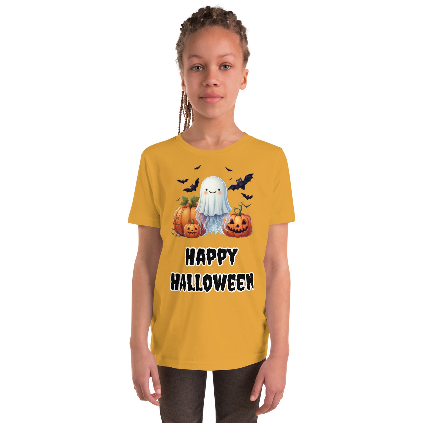 Trick-or-Treat with a Jellyfish in a Ghost Sheet Kids Shirt