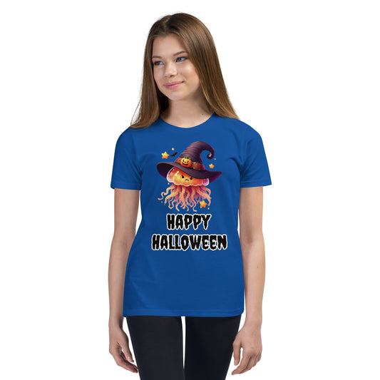 Happy Halloween Kids Tee with Jellyfish Witch - Spooky & Sweet Design