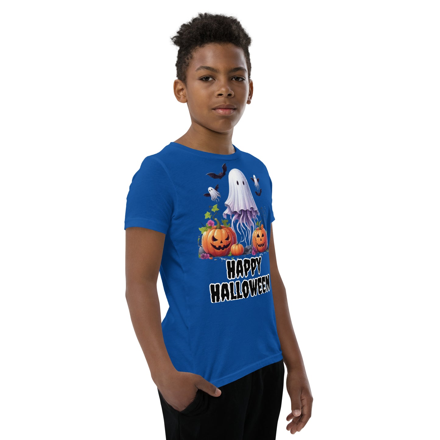 Kids Halloween T-Shirt with Spooky Jellyfish, Pumpkins, and Bats