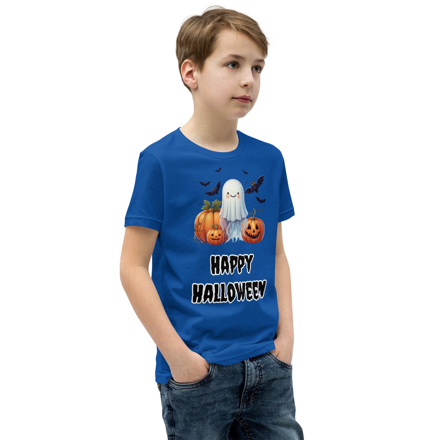 Trick-or-Treat with a Jellyfish in a Ghost Sheet Kids Shirt