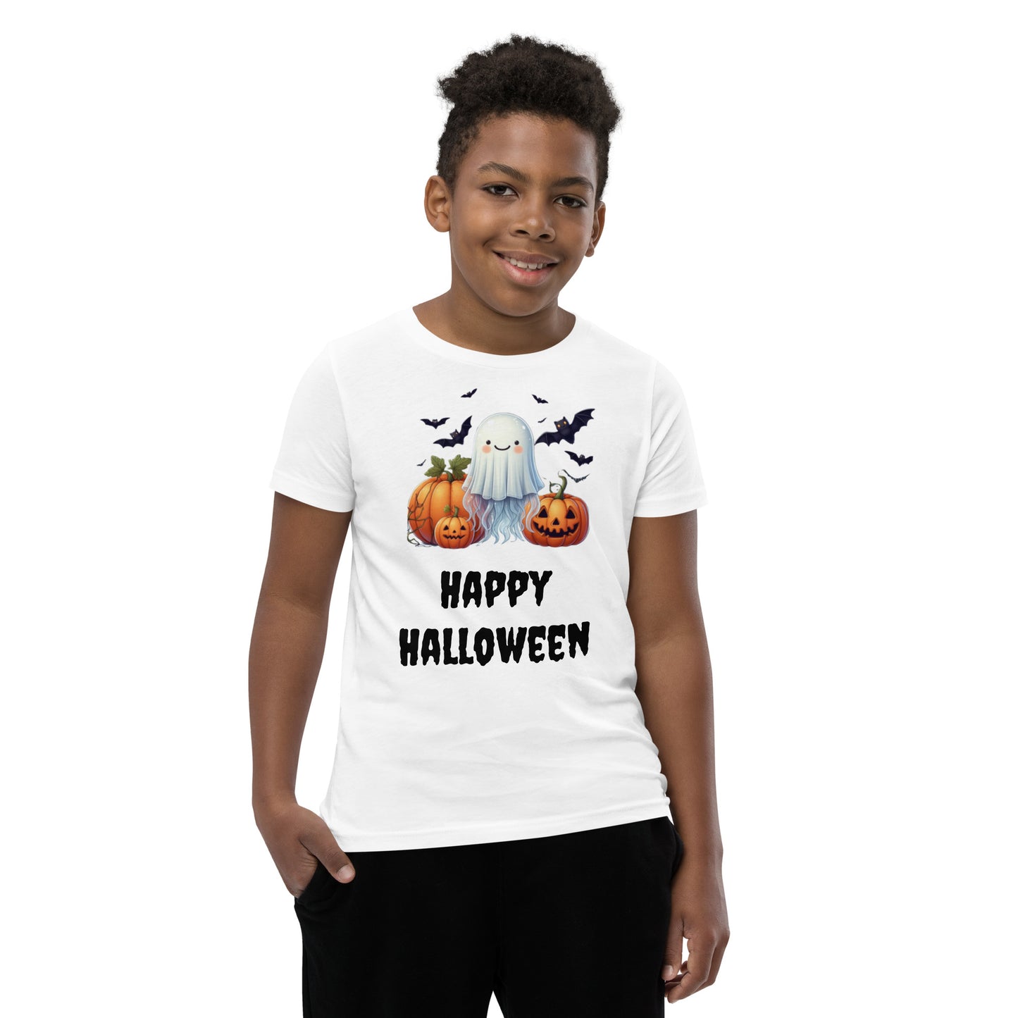 Trick-or-Treat with a Jellyfish in a Ghost Sheet Kids Shirt