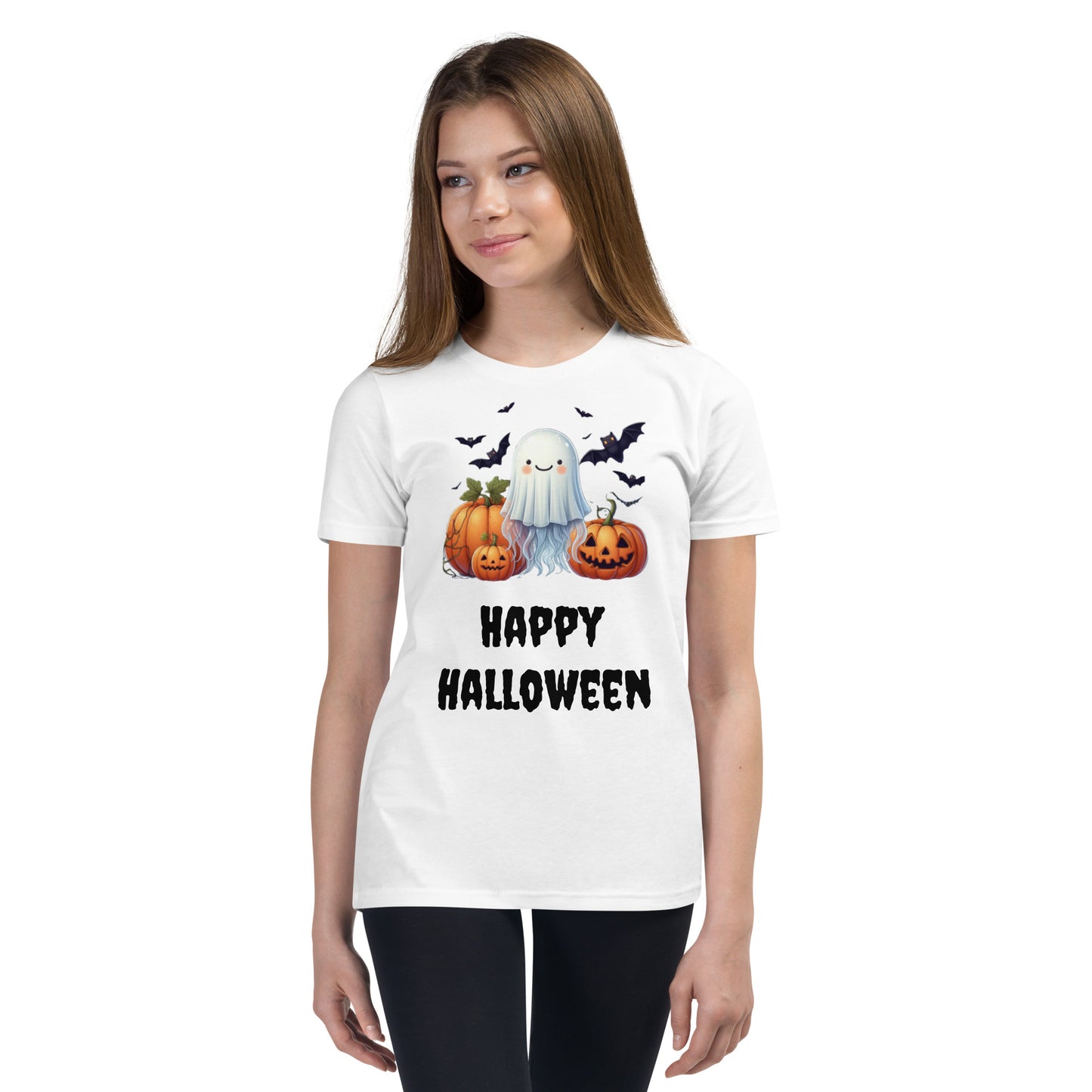 Trick-or-Treat with a Jellyfish in a Ghost Sheet Kids Shirt