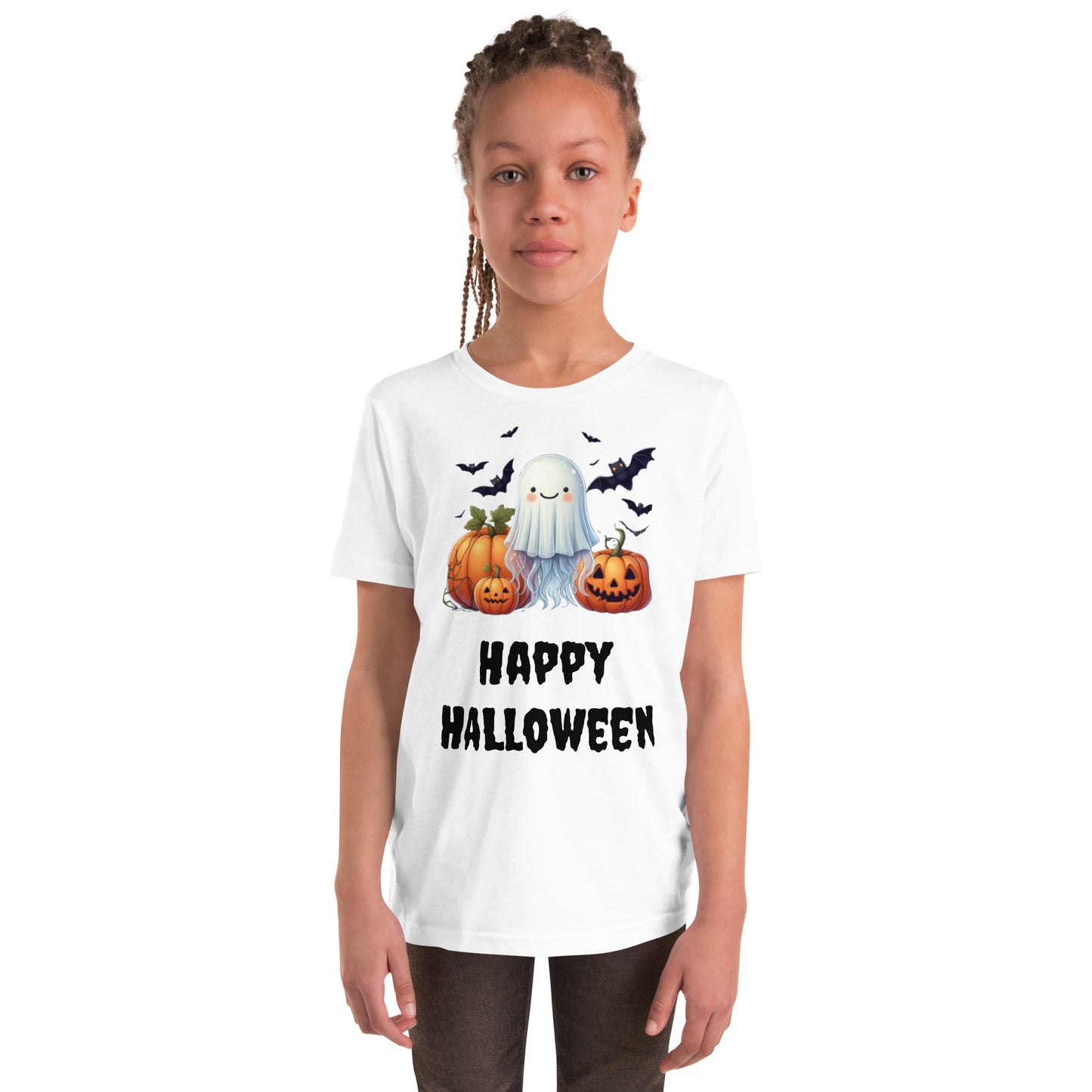 Trick-or-Treat with a Jellyfish in a Ghost Sheet Kids Shirt